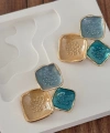 Kare Renkli Küpe Gold