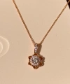 Rose Gold Taşlı Çiçek Kolye