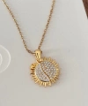 Açılan Güneş Kalpli Gold Kolye