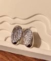 Oval Silver Taşlı Küpe