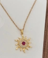 Güneş Pembe Taşlı Kolye