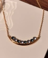 Rose Gold Mor Mavi Taşlı Kolye
