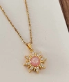 Pembe Taşlı Güneş Kolye