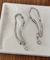 Silver Geometrik Taşlı Küpe