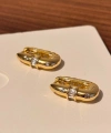 Gold Yatay Taşlı Küpe