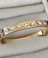 Damla Taşlı Sıralı Kelepçe Bileklik Gold