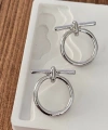 Silver Halka Çizgi Küpe