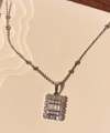 Kare Taşlı Silver Kolye