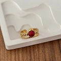 Kırmızı Taşlı Gold Yüzük - Ayarlanabilir
