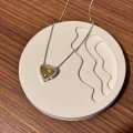 Gold Silver Taşlı Kalp Kolye