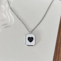 Siyah Kalp Plaka Kolye