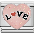 Love Yazılı Kalp Pembe - 19 - İtalyan Charm