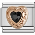 Siyah Taşlı Kalp - 150 - İtalyan Bileklik Charmı