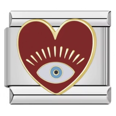 Kalp Gözü Kırmızı - 430 - İtalyan Bileklik Charmı