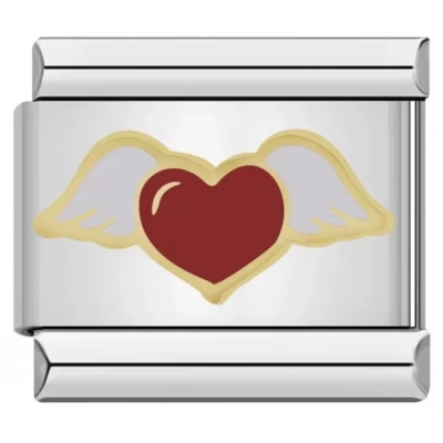 Melek Kanatlı Kalp - 428 - İtalyan Bileklik Charmı