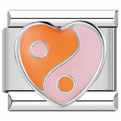Yinyang Kalp Turuncu Pembe - 228 - İtalyan Charm