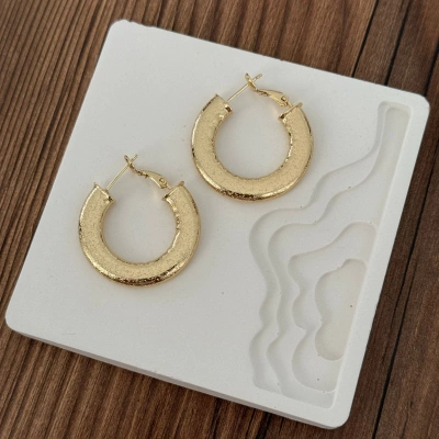 Geniş Yassı Halka Küpe Gold