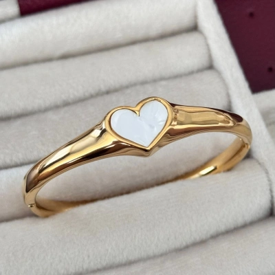 Kalpli Sedef Kelepçe Bileklik Gold