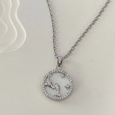 Yunus Balığı Plaka Kolye Silver