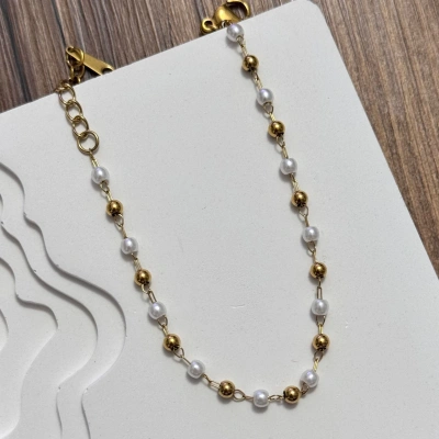 Gold Beyaz Zincir Bileklik