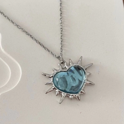 Kalp Silver Mavi Kolye