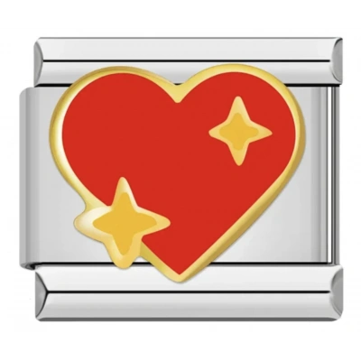 Işıltılı Kırmızı Kalp - 17 - İtalyan Charm