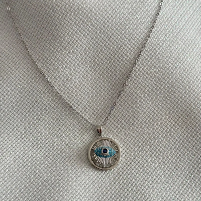 Göz Çarklı Kolye - Gri Renk