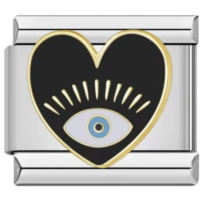 Kalp Gözü Siyah - 431 - İtalyan Bileklik Charmı