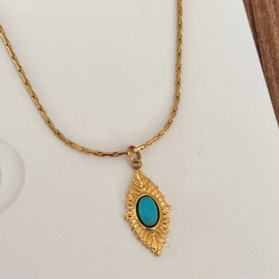 İnce Mavi Boncuklu Kolye