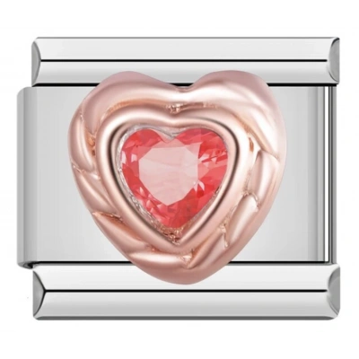 Kırmızı Taşlı Burgulu Kalp - 69 - İtalyan Charm