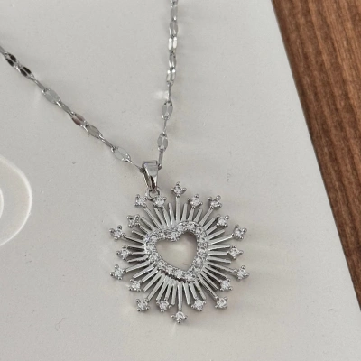 Antik Kalp Kolye Silver