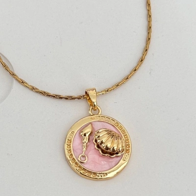 Sahil Pembe Plaka Kolye