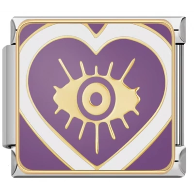 Kalpli Göz Mor - 418 - İtalyan Bileklik Charmı