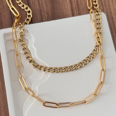 İkili Zincir Gold Kolye