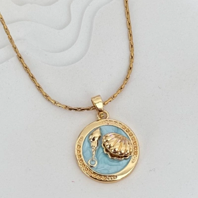 Sahil Mavi Plaka Kolye