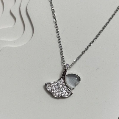 Zarif Taşlı Kolye Silver