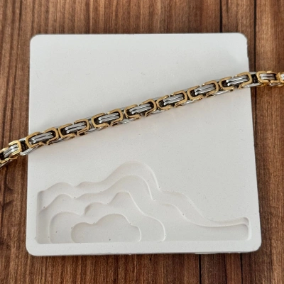 Kalın Zincirli Silver Gold Bileklik