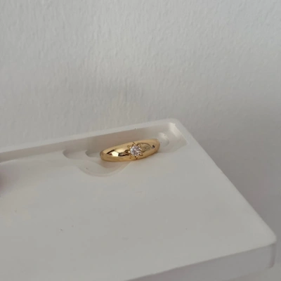 Taşlı Zarif Kalın Yüzük - Ayarlanabilir