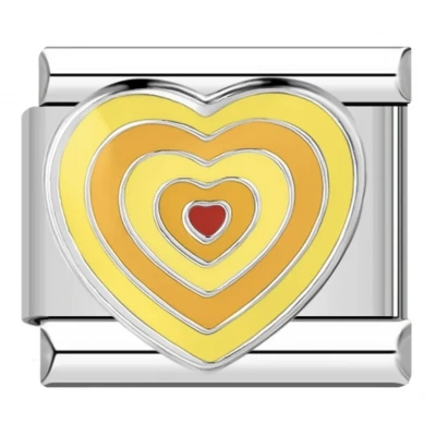 Sarı İç İçe Kalp - 181 - İtalyan Bileklik Charmı
