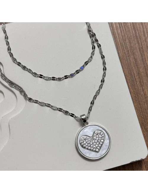 Kalpli İkili Kolye Silver