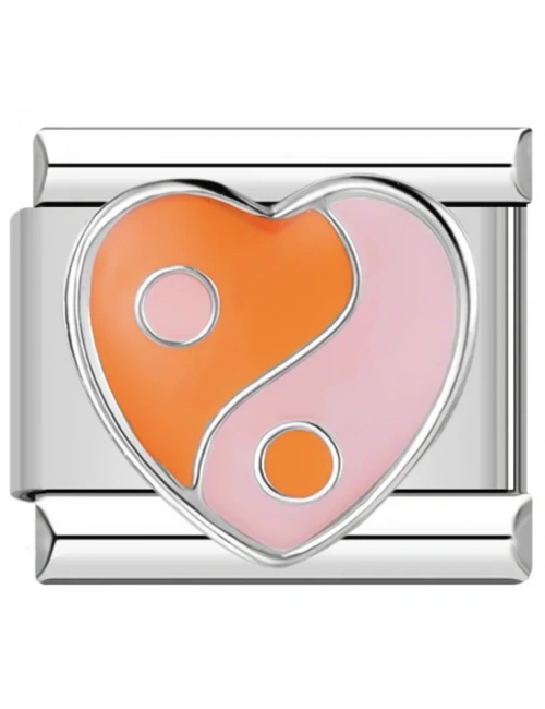 Yinyang Kalp Turuncu Pembe - 228 - İtalyan Charm