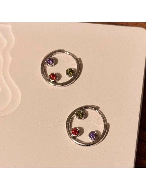 Mini Canlı Taşlı Küpe