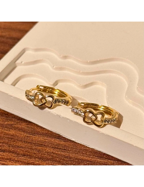 Kalpli Gold Mini Taşlı Küpe