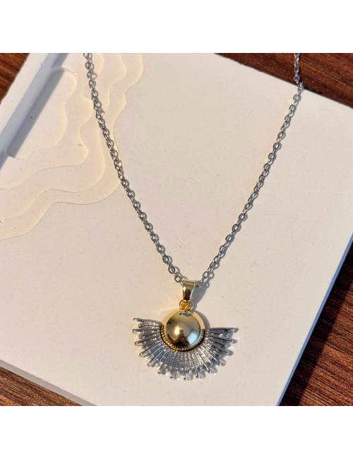 Yelpaze Silver Gold Kolye