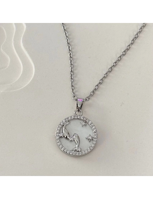 Yunus Balığı Plaka Kolye Silver