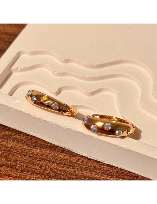 İnce Taşlı Mini Halka Rose Gold Küpe