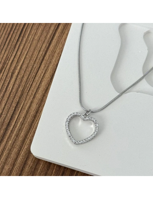 Kalp Silver Taşlı Kolye