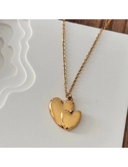 İkili Kalp Gold Kolye