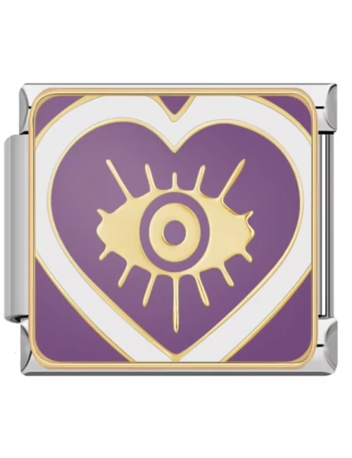 Kalpli Göz Mor - 418 - İtalyan Bileklik Charmı