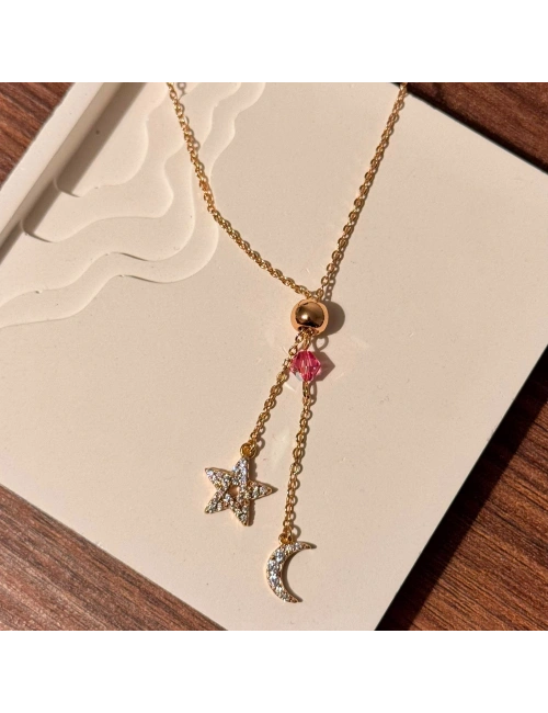 Yıldız Ay Rose Gold Kolye